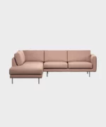 Vasenkätinen Cosy Pocket -kulmadivaani vaaleanpunaisella Florist-kankaalla ja metallijaloilla