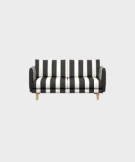Lazy-minivuodesohva mustavalkoisella Mega Stripe -kankaalla ja tammijalalla