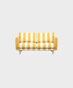 Lazy-minivuodesohva keltavalkoisellla Mega Stripe -kankaalla ja tammijalalla